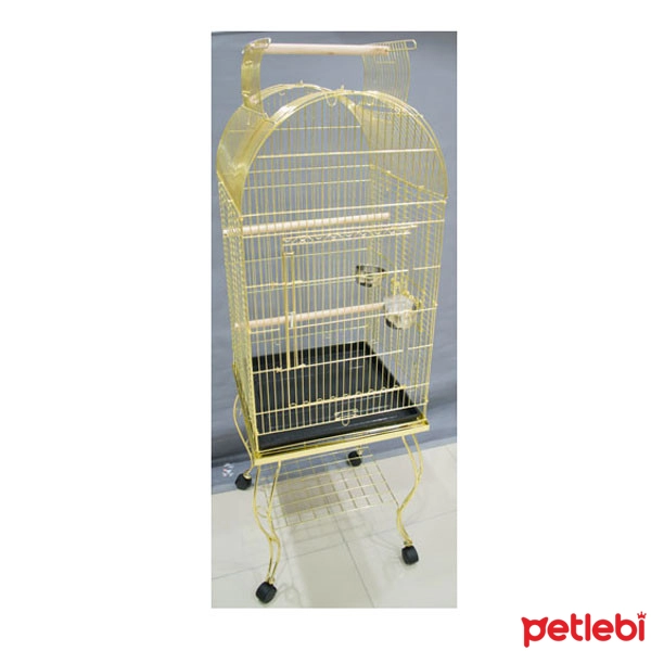 EuroGold Açılabilir Çatılı Sehpalı Pirinç Papağan Kafesi 51x51x152cm