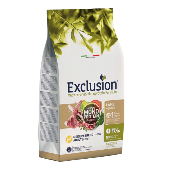 Exclusion Monoprotein Kuzu Etli ve Narlı Düşük Tahıllı Orta Irk Yetişkin Köpek Maması 12kg — görsel 2
