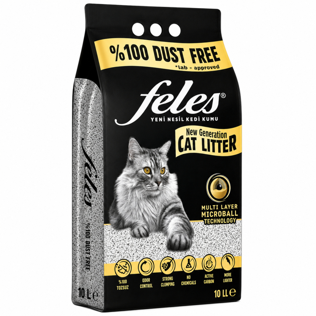Feles Premium Doğal Bentonit Kedi Kumu 10lt
