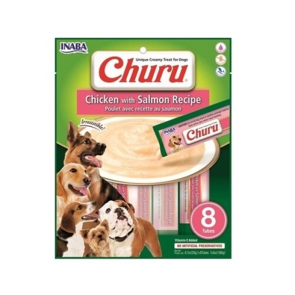 INABA CIAO Churu Cream Somonlu ve Tavuklu Sıvı Köpek Ödül Maması 20gr (8'li)
