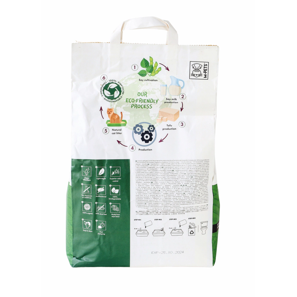 M-Pets Soya Yeşil Çaylı Organik Kedi Kumu 10lt — görsel 2