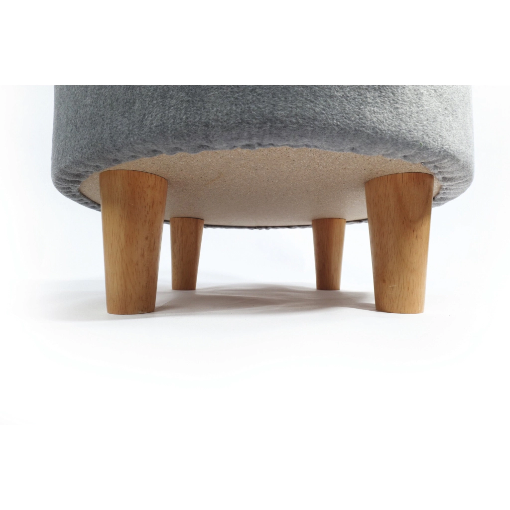M-Pets Round Elevated Ahşap Ayaklı Kedi Yatağı 47x47x26cm (Gri) — görsel 3