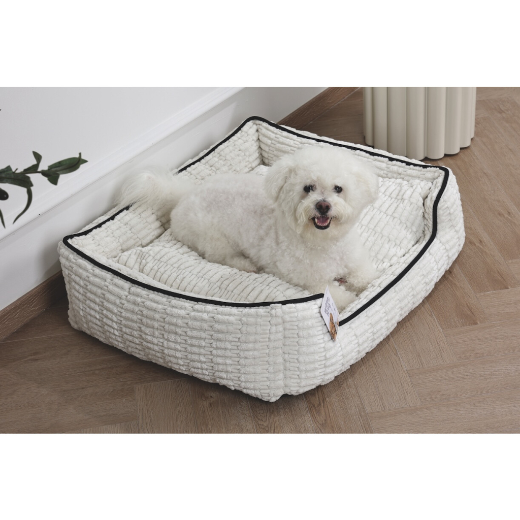 M-Pets Warm Hug Kedi ve Küçük Irk Köpekler için Kadife Yatak (Beyaz) [L] — görsel 5