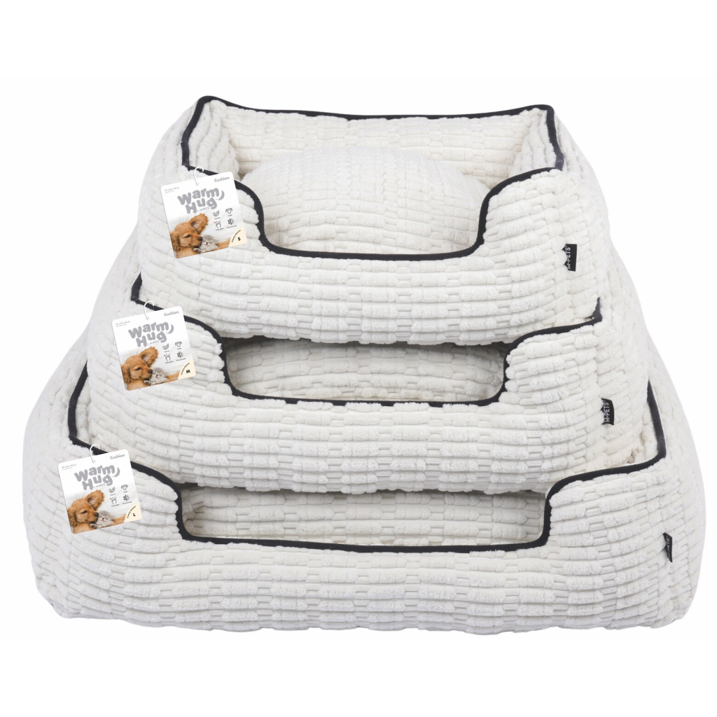 M-Pets Warm Hug Kedi ve Küçük Irk Köpekler için Kadife Yatak (Beyaz) [L] — görsel 2