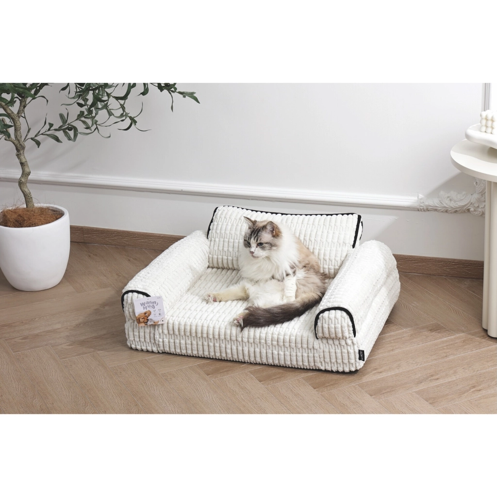 M-Pets Warm Hug Kedi ve Köpekler için Koltuk Şeklinde Yatak 70x53x29cm (Beyaz) [M] — görsel 3