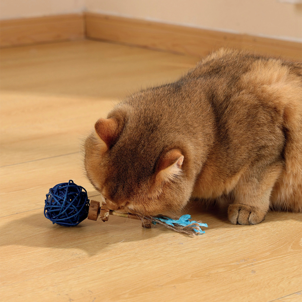 M-Pets Matatabi Çubuklu Top Kedi Oyuncağı 18cm (Mavi) — görsel 5