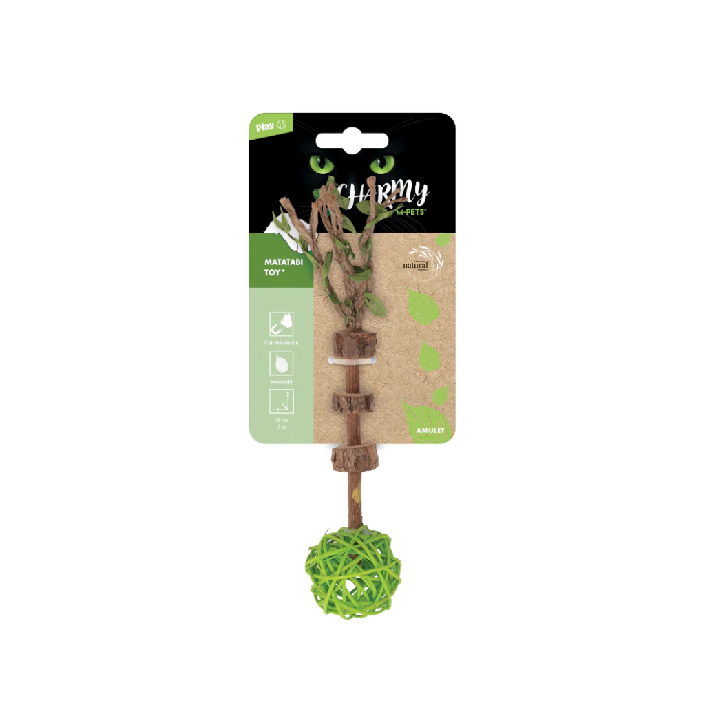 M-Pets Matatabi Çubuklu Top Kedi Oyuncağı 18cm (Yeşil) — görsel 2