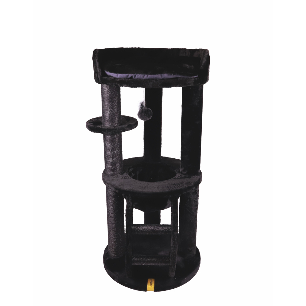 M-Pets Panther Premium Suite Kedi Tırmalama Ağacı 62x62x130cm (Siyah) — görsel 2