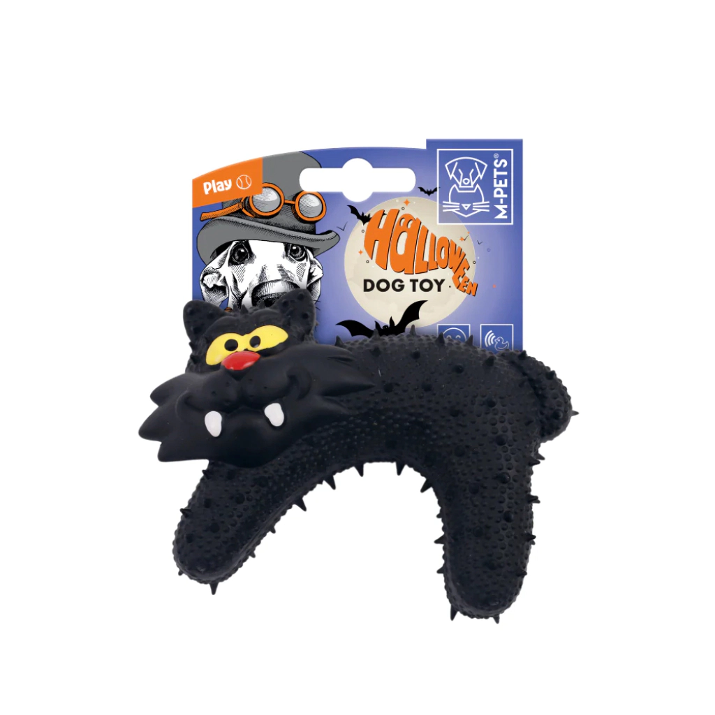 M-Pets Halloween Vampir Kedi Kauçuk Köpek Oyuncağı 14x5x10cm (Siyah) — görsel 2