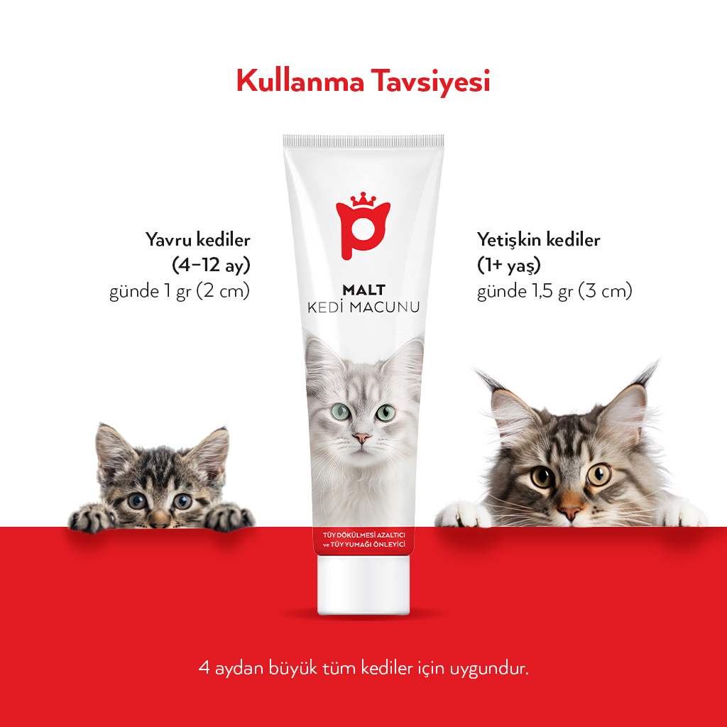 Petlebi Tüy Dökülmesi Azaltıcı ve Tüy Yumağı Önleyici Kolajenli Malt Kedi Macunu 100gr — görsel 6