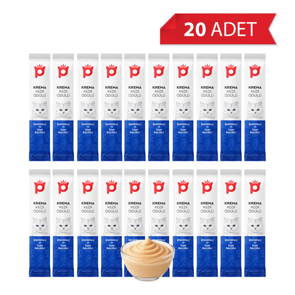 Petlebi Somonlu ve Ton Balıklı Krema Kedi Ödül Maması 14gr (20 Adet)