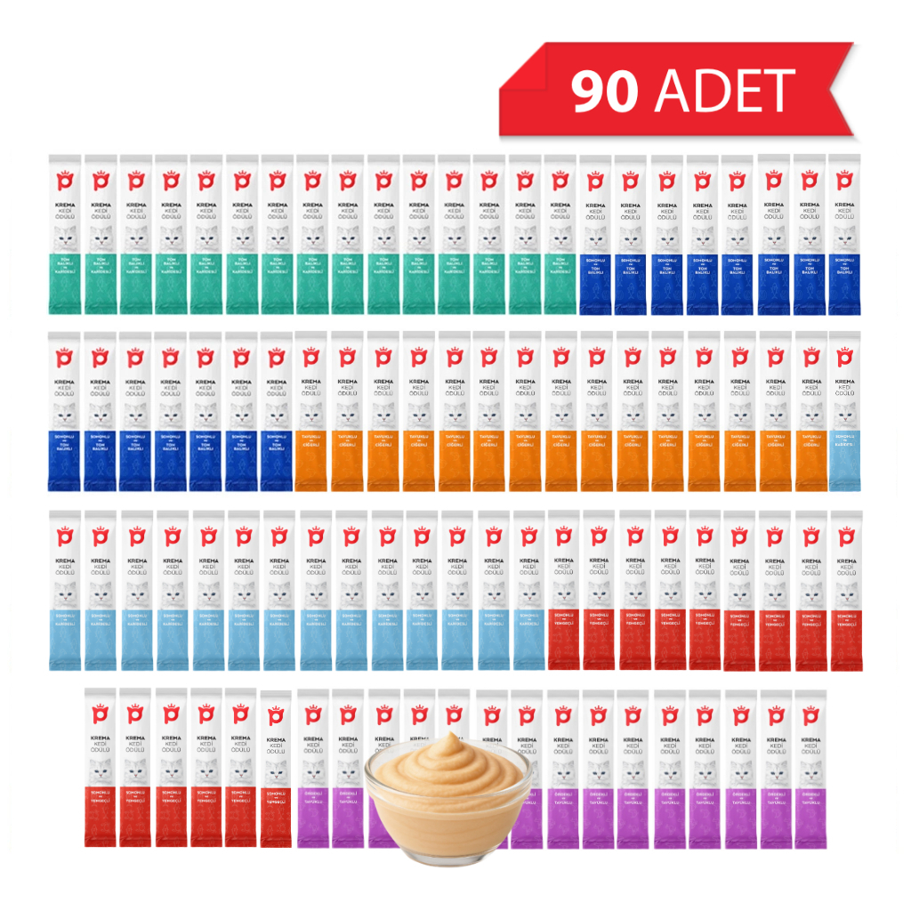 Petlebi Karışık Çeşitli Krema Kedi Ödül Maması 14gr (90 Adet)