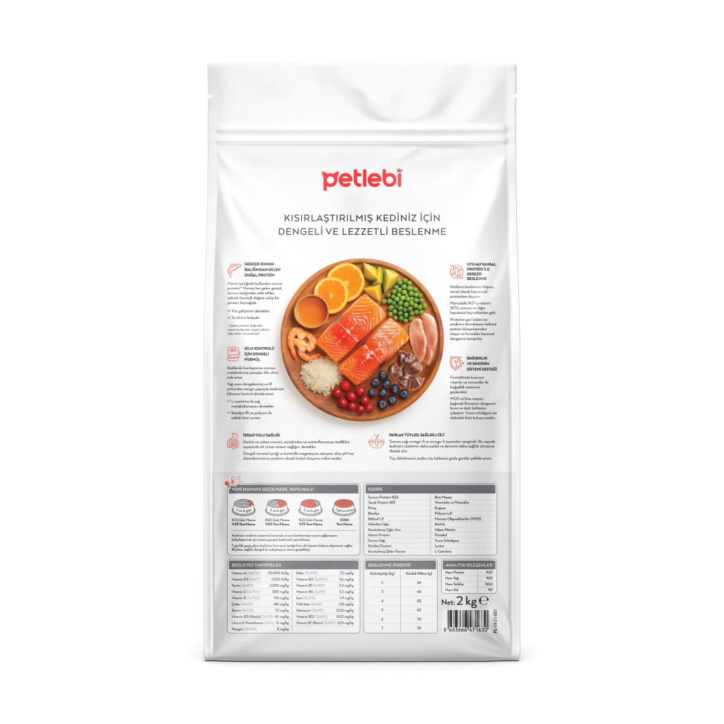 Petlebi Somonlu Kısırlaştırılmış Kedi Maması 2kg — görsel 2