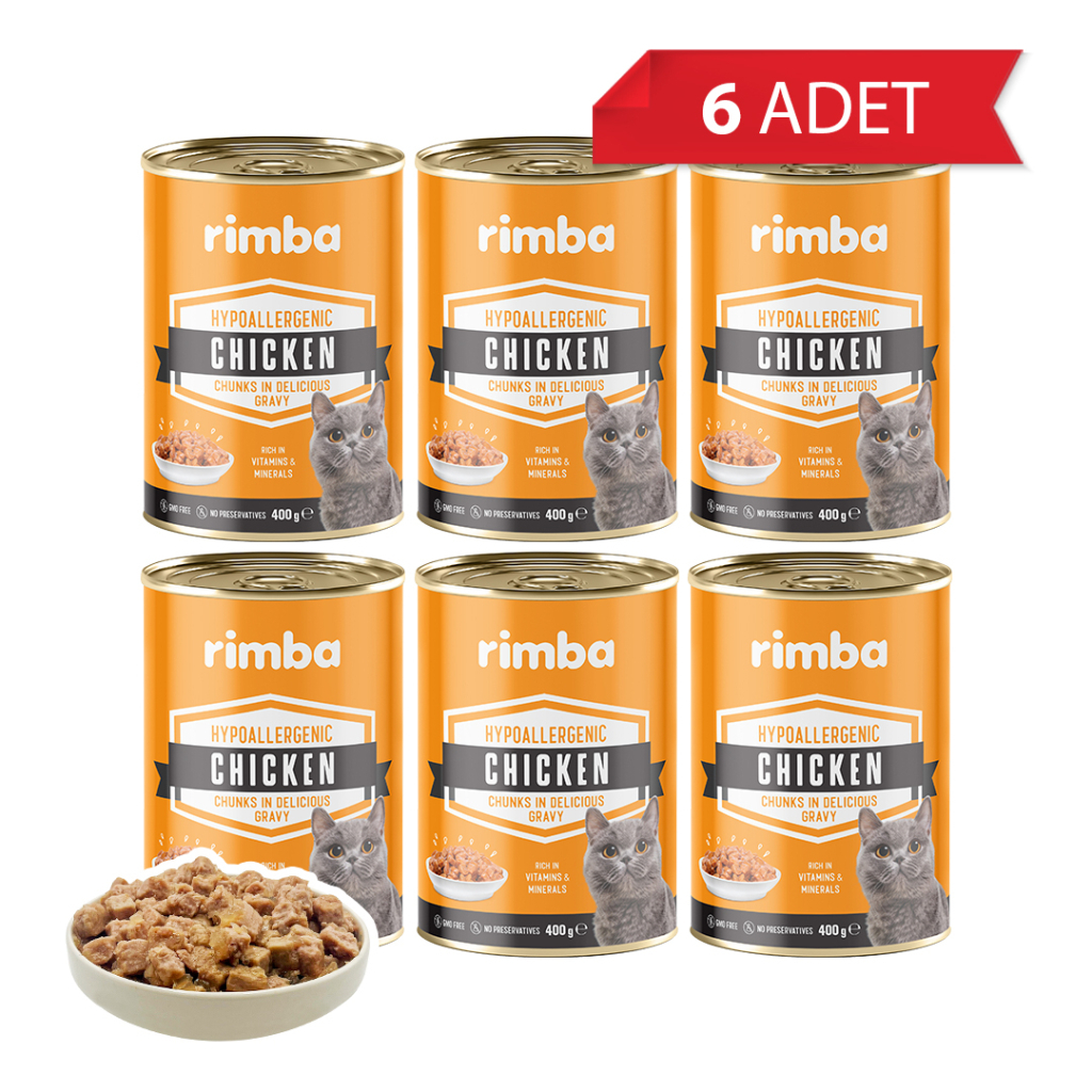Rimba Sos İçinde Parçalı Tavuklu Kedi Konservesi 400gr (6 Adet)