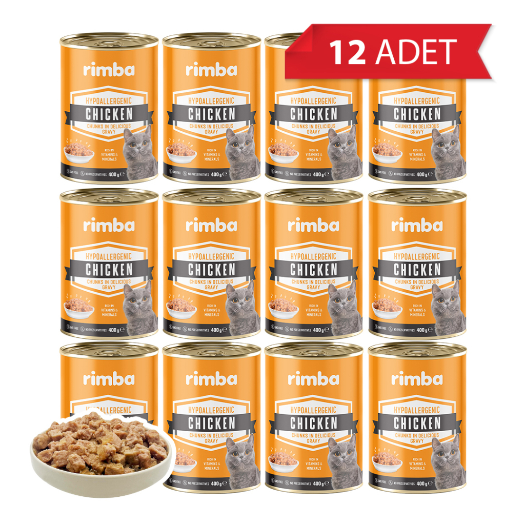 Rimba Sos İçinde Parçalı Tavuklu Kedi Konservesi 400gr (12 Adet)