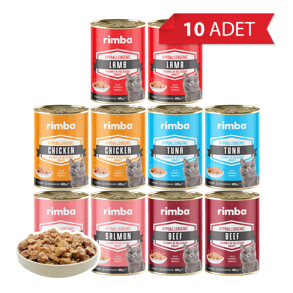 Rimba Sos İçinde Karışık Çeşitli Kedi Konservesi 400gr (10 Adet)
