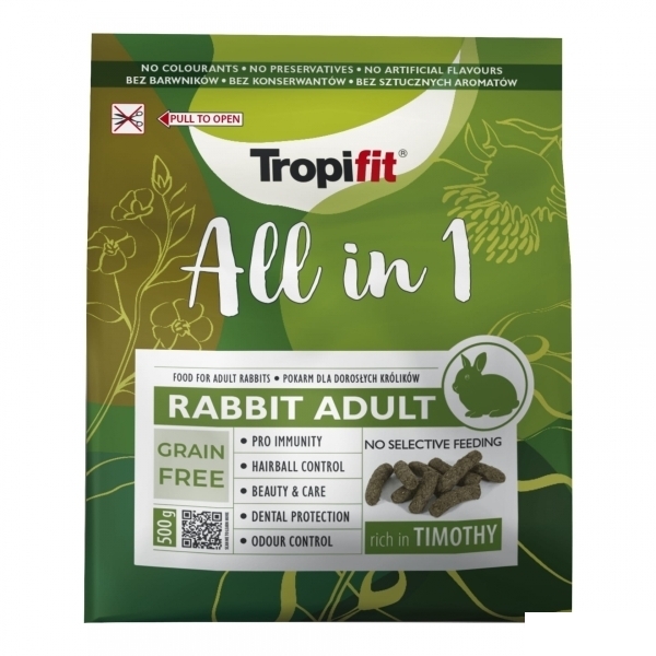 Tropifit All in 1 Tahılsız Yetişkin Tavşan Yemi 500gr