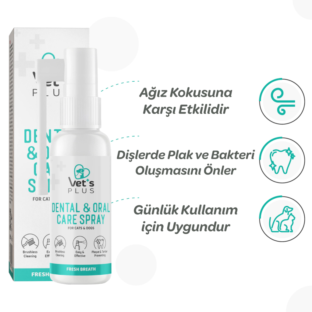 Vet's Plus Kedi ve Köpekler İçin Diş ve Ağız Bakım Spreyi 50ml — görsel 3