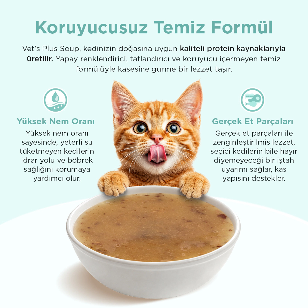 Vet's Plus Karışık Çeşitli Tahılsız Kedi Çorbası 50gr (4 Adet) — görsel 3