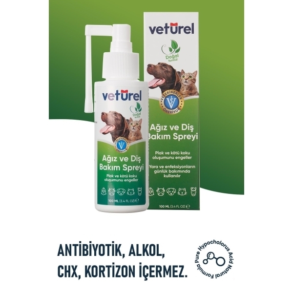 Veturel Kedi ve Köpekler için Ağız ve Diş Bakım Spreyi 100ml