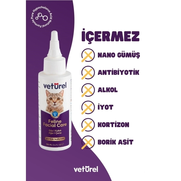 Veturel Kediler İçin Yara Akne ve Yüz Bakım Solüsyonu 100ml — görsel 6