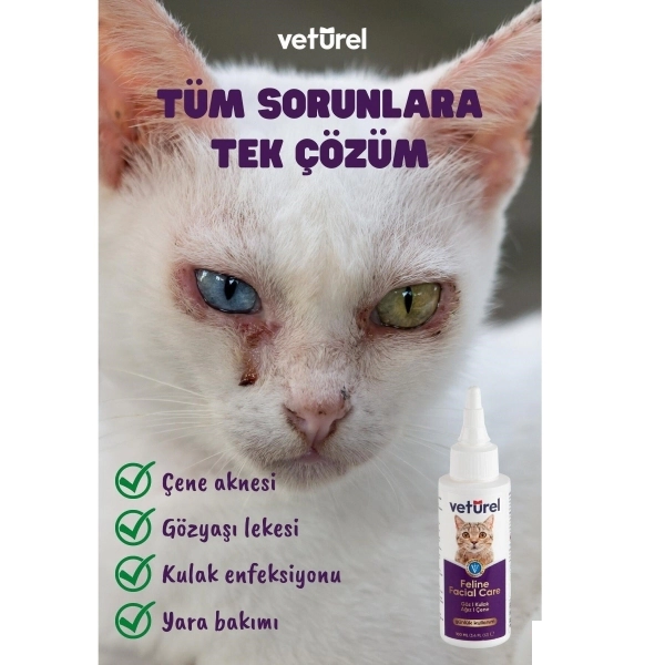 Veturel Kediler İçin Yara Akne ve Yüz Bakım Solüsyonu 100ml — görsel 4