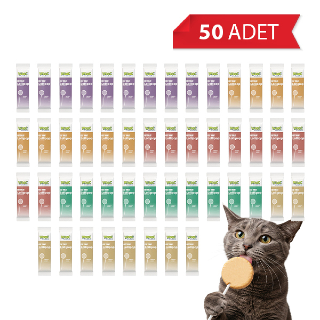 Wooc Lollipop Karışık Çeşitli Kedi Ödül Maması 1,4gr (50'li)